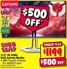 JB Hi-Fi 31.5" 240Hz OLED Gaming Monitor offer