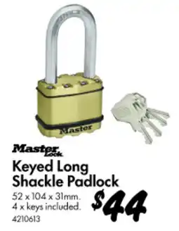 Bunnings Keyed Long Shackle Padlock offer