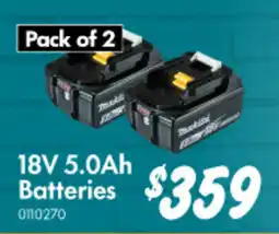 Bunnings 18V 5.0Ah Batteries offer