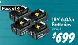 Bunnings 18V 6.0Ah Batteries offer