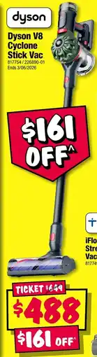 JB Hi-Fi Dyson V8 Cyclone Stick Vac offer