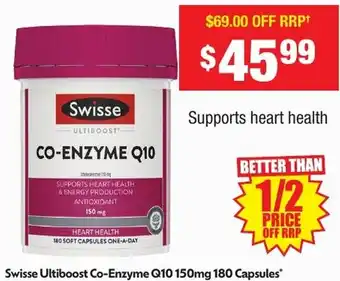 Chemist Warehouse Swisse Ultiboost Co-Enzyme Q10 150mg offer
