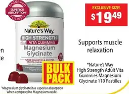 Chemist Warehouse Nature's Way High Strength Adult Vita Gummies Magnesium Glycinate 110 Pastilles offer