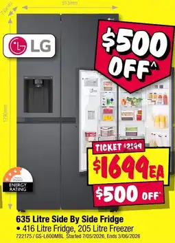 JB Hi-Fi Side By Side Fridge offer