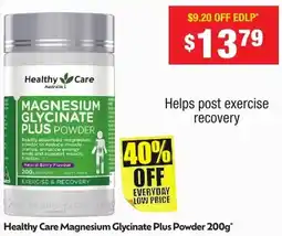 Chemist Warehouse Healthy Care Magnesium Glycinate Plus Powder offer