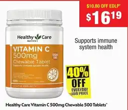 Chemist Warehouse Healthy Care Vitamin C 500mg Chewable offer
