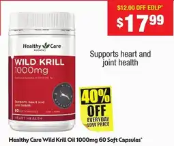 Chemist Warehouse Healthy Care Wild Krill Oil 1000mg 60 Soft Capsules offer