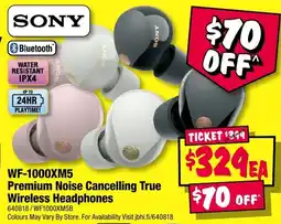 JB Hi-Fi WF-1000XM5 Premium Noise Cancelling True Wireless Headphones offer