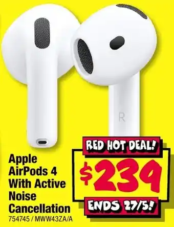 JB Hi-Fi Apple AirPods 4 With Active Noise Cancellation offer