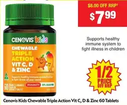 Chemist Warehouse Cenovis Kids Chewable Triple Action Vit C, D & Zinc offer