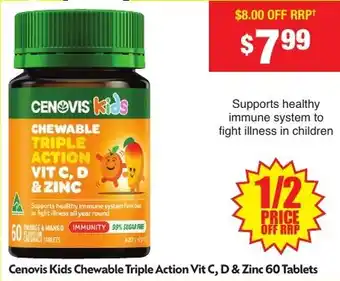 Chemist Warehouse Cenovis Kids Chewable Triple Action Vit C, D & Zinc offer