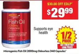 Chemist Warehouse Microgenics Fish Oil 2000mg Odourless offer