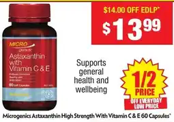 Chemist Warehouse Microgenics Astaxanthin High Strength With Vitamin C & E offer
