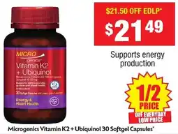 Chemist Warehouse Microgenics Vitamin K2+ Ubiquinol offer