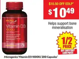 Chemist Warehouse Microgenics Vitamin D3 1000IU offer