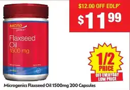 Chemist Warehouse Microgenics Flaxseed Oil 1500mg offer