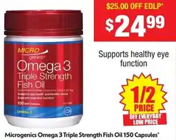 Chemist Warehouse Microgenics Omega 3 Triple Strength Fish Oil offer