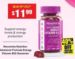 Chemist Warehouse Novomins Nutrition Advanced Formula Energy Vitamin B12 Gummies offer