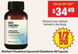 Chemist Warehouse BioHack Wanderlust Liposomal Glutathione offer