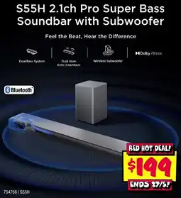 JB Hi-Fi S55H 2.1ch Pro Super Bass Soundbar with Subwoofer offer