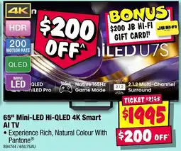 JB Hi-Fi 65" Mini-LED Hi-QLED 4K Smart AI TV offer