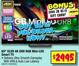 JB Hi-Fi 65" ULED 4K UHD RGB Mini-LED Smart TV offer
