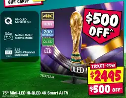 JB Hi-Fi 75" Mini-LED Hi-QLED 4K Smart AI TV offer