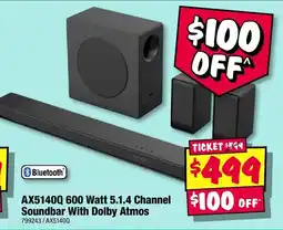 JB Hi-Fi AX51400 600 Watt 5.1.4 Channel Soundbar With Dolby Atmos offer