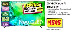 JB Hi-Fi 50" 4K Vision Al Smart TV offer