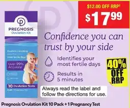 Chemist Warehouse Pregnosis Ovulation Kit 10 Pack +1 Pregnancy Test offer