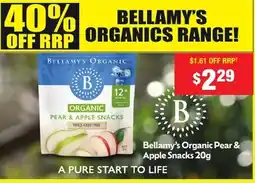 Chemist Warehouse Bellamy's Organic Pear & Apple Snacks offer
