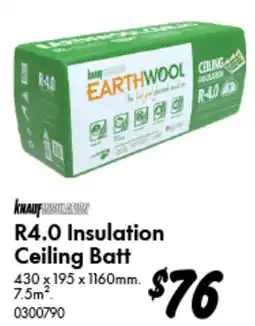 Bunnings R4.0 Insulation Ceiling Batt offer