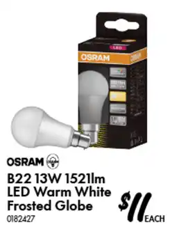 Bunnings B22 13W 15211m LED Warm White Frosted Globe offer