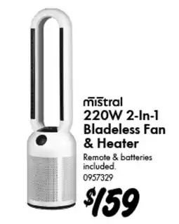 Bunnings 220W 2-In-1 Bladeless Fan & Heater offer