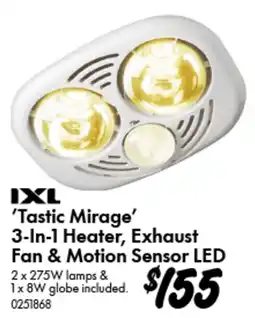 Bunnings Tastic Mirage 3-In-1 Heater Exhaust Fan & Motion Sensor LED offer