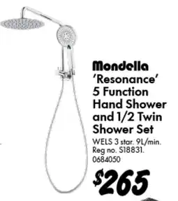 Bunnings Resonance 5 Function Hand Shower and 1/2 Twin Shower Set offer
