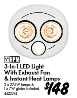 Bunnings 3-In-1 LED Light With Exhaust Fan & Instant Heat Lamps offer