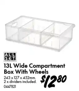 Bunnings 13L Wide Compartment Box With Wheels offer
