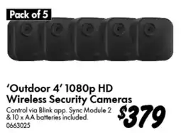 Bunnings Outdoor 4 1080p HD Wireless Security Cameras offer