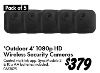 Outdoor 4 1080p HD Wireless Security Cameras