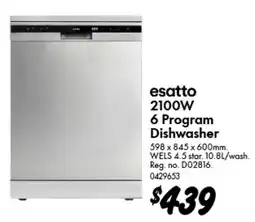 Bunnings 2100W 6 Program Dishwasher offer