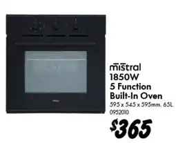 Bunnings 1850W 5 Function Built-In Oven offer