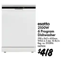 Bunnings 2100W 6 Program Dishwasher offer