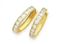 Bevilles Jewellery 9ct Yellow Gold Cubic Zirconia Channel Set Hoop Earrings- 2mm x 11mm offer