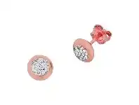 Bevilles Jewellery 9ct Rose Gold Silver Filled Round Bezel Crystal Stud Earrings offer