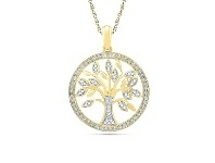 Bevilles Jewellery 9ct Yellow Gold 0.16ct Diamond Tree of Life Necklace offer
