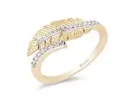 Bevilles Jewellery Enchanted Disney Fine Jewelry 9ct Yellow Gold Pocahontas Feather Ring with 1/10ct Diamonds TDW offer
