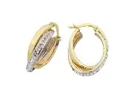 Bevilles Jewellery 9ct Yellow Gold Two Tone Crossover Earrings offer