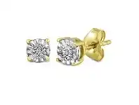 Bevilles Jewellery Miracle Diamond Stud Earrings in 9ct Yellow Gold offer