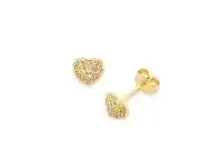 Bevilles Jewellery 9ct Yellow Gold Silver Infused Childrens Heart Earrings offer